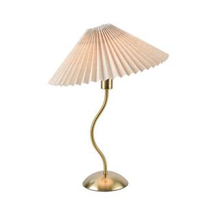 lot 41934 image: KUNJOULAM Small Pleated Table Lamp, Bedside Nightstand Lamp with Beige Lampshade, Morden Mini Lamp for Bedroom Home Office Decor, E12 Bulb Included