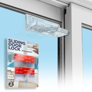 lot 41939 image: Sliding Door Lock for Home Safety - 2 Pack Sliding Window Locks, Sliding Patio Door Lock, Extra Strong Adhesive, Child Safety Locks for Doors, Sliding Glass Door Lock and Window Security