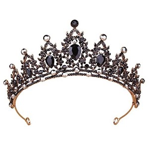 lot 41952 image: Crowns for Women, Vofler Black Tiaras wCrystal - Baroque Witch Evil Queen Costume Headband for Bride Princess Flower Girl Birthday Halloween Cosplay Party Wedding Prom Quinceanera Pageant Homecoming