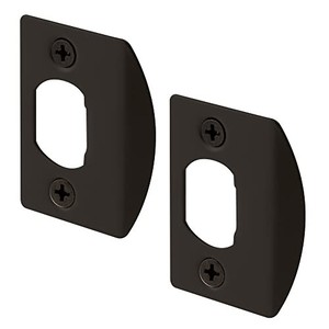 lot 41976 image: Prime-Line E 2516 Door Latch Strike Plate, Steel Construction, Classic Bronze Finish (2 Pack)