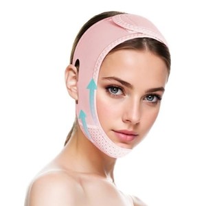 lot 41993 image: Double Chin Reducer, Double Chin Eliminator V Line Lifting Mask with Chin Strap for Double Chin for Women -Face Lift, Prevent Sagging, V Shaped Slimmer - Innovative Lifting Tech (Pink)
