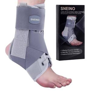 lot 42006 image: SNEINO Ankle Brace for Women & Men - Ankle Brace for Sprained Ankle, Adjustable Lace Up Ankle Brace for Running, Basketball, Volleyball, Ankle Support Brace for Sprain, Injury Recovery, Grey-Medium