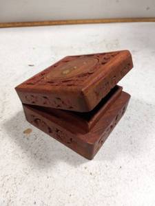 lot 42007 image: Small Hand Carved Wooden Box