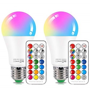 lot 42017 image: DASINKO LED Color Changing Light Bulb with Remote Control, 10W E26 RGBDaylight White 5700K LED Bulbs Dimmable with Memory Function, Ideal Lighting for Home Decoration,Stage,Bar,Party, 2 Pack