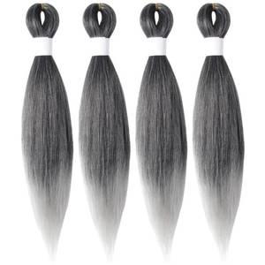 lot 42038 image: Osuntress Braiding Hair Pre Stretched 14 Inch 4 Packs, Short Hair Extensions for Braids, Synthetic Braiding Hair Prestretched TGrey(Ombre Grey)