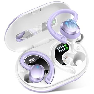 lot 42050 image: Wireless Earbuds Bluetooth Headphone Sport, Bluetooth 5.3 Earbud 3D HiFi Stereo Over Ear Buds, 48Hrs Earhooks Earphone with Noise Cancelling Mic, IP7 Waterproof Headset for WorkoutRunningGym, Purple