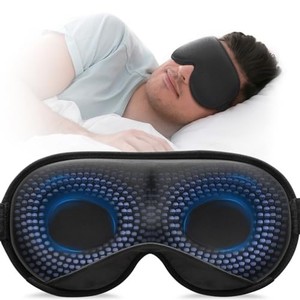 lot 42065 image: YFONG Weighted Sleep Mask, Women Men 3D Blocking Lights Sleeping Mask (4.2oz120g), Pressure Relief Night Sleep Eye Mask with Adjustable Strap, Eye Cover Blindfold for Travel Nap Yoga, Black