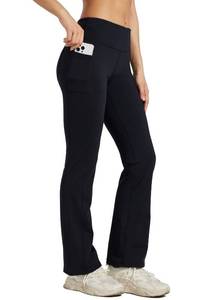 lot 42081 image: Willit Womens Fleece Lined Pants Yoga Bootcut Thermal Winter Pants High Waisted Flare Leggings Water Resistant Black XXL