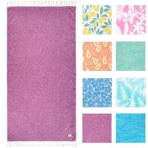 lot 42096 image: Nova Blue Flowers Purple Beach Towel (35 X 67) - XXL Sandproof Beach Towel, 100% Cotton Compact Beach Towel- Fast Drying Beach Towel with Unique Designs