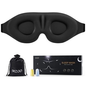 lot 42102 image: MZOO Sleep Eye Mask for Men Women, Zero Eye Pressure 3D Sleeping Mask, 100% Light Blocking Patented Design Night Blindfold, Soft Eye Shade Cover for Travel, Black