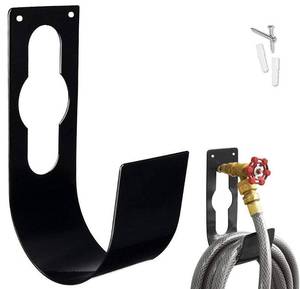 lot 42109 image: Ebliiny Garden Hose Hanger Wall Mount Heavy Duty Hose Holder Hook for 150ft 100ft 75ft 50ft Expandable Hose (Large, Black)
