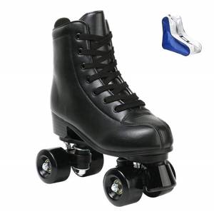 lot 42113 image: Roller Skate Shoes for Women Men PU Leather High-top Double-Row Roller Skates for Beginner, Professional Indoor Outdoor Roller Skates with Shoes Bag (Black Wheel,44)