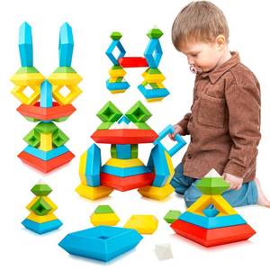 lot 42116 image: Montessori Toys for 3 4 5 Year Old Boys Girls Preschool Learning Educational Toy, 30 Pcs Stacking Building Blocks for Toddlers Age3-4 Kids STEM Sensory Toy Fine Motor Classroom Gift Stackable