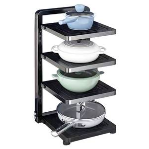 lot 42126 image: ROMATIA Pot and Pan Organizer Rack for under Cabinet, Heavy Duty Pot Pan Rack under Sink Organizers and Storage, Pot lid organizer, Kitchen Cabinet Organizer with 4 Adjustable Tiers