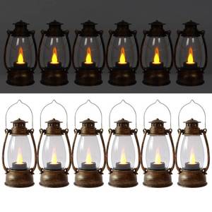 lot 42136 image: LLQ 12 Pack Vintage Decorative Lanterns, Mini Candle Lantern Decorative LED Candle Holders with Flameless Candles for Wedding Table Centerpieces, Christmas Party Outdoor Decorations, Brown