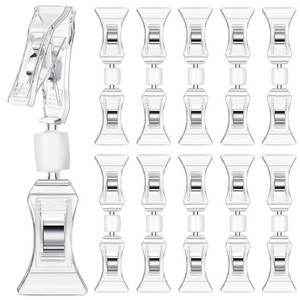 lot 42149 image: Colarr 50 Pcs Double Sided Sign Clips Sign Display Mini Clip Clear Rotatable Merchandise Clip on Sign Holder Plastic Price Tag Clip Sign Holder Stand for Label Clothing Business Cards Retail
