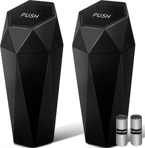 lot 42152 image: HOTOR Car Trash Can with Lid - 2 Pack, Mini Essential Car Accessories for Interior, Leakproof Garbage Can with 30 Attached Trash Bags, Multipurpose Organizers and Storage for Car, Home, Office