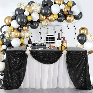 lot 42158 image: B-COOL Black Sequin Tablecloth Halloween Shimmer Tablecloth 50x80-inch Rectangular Table Overlays for Wedding Birthday Party Prom Table Decorations