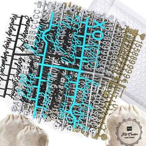 lot 42170 image: Extra Letter and Word Bundle Set by Felt Creative Home Goods for Felt Board - Extra Set Bold Letters in Bronze-Gold and Silver with Script Blue Words and Black Months, Days - (Board NOT Included)