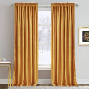 lot 42183 image: RYB HOME Velvet Curtains 84 inches - Super Soft Home Decor Room Darkening Curtains for Living Room, Thermal Insulated Velvet Drapes for Bedroom Theatre Decoration, W52 x L84 inch, Marigold, 2 Pcs