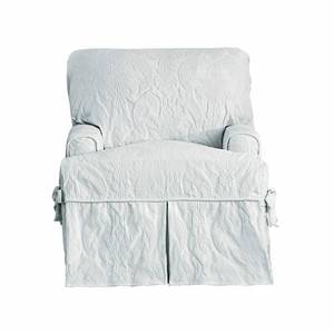 lot 42189 image: SureFit Slipcove Furniture Cover, Chair - T-Cushion, White