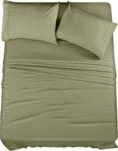 lot 42194 image: Utopia Bedding Queen Bed Sheets Set - 4 Piece Bedding - Brushed Microfiber - Shrinkage and Fade Resistant - Easy Care (Queen, Olive)