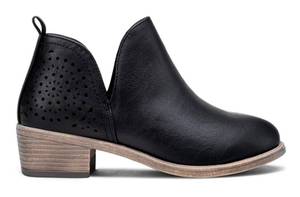 lot 42203 image: Vepose Womens 912 Ankle Boots, Low Heel Chunky Cutout Booties, Black PU, Size 8.5 US -Perforated Western Shoes(CJY912 Black 08.5)