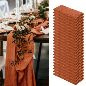 lot 42204 image: 24 Pack Terracotta Cheesecloth Table Runner 10Ft Boho Gauze Cheese Cloth Table Runner 35x120 Inch Long Rustic Sheer Table Decor for Wedding Bridal Shower Holiday Party