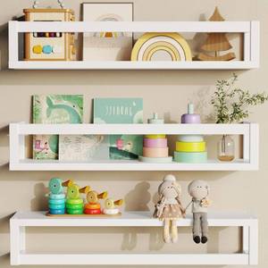 lot 42205 image: TidyCorner Floating Shelves for Wall, Nursery Book Shelves 4.72 inches Wide Set of 3, Wall Mounted Bookshelf for Kids Room Decor, Floating Shelves for Kitchen Spice Rack(White)
