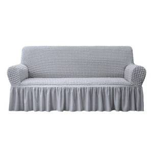 lot 42208 image: NICEEC Sofa Slipcover Grey Sofa Covers 1 Piece Easy Fitted Sofa Couch Cover Universal High Stretch Durable Furniture Protector with Skirt Country Style (3 Seater Grey)