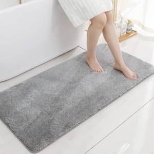 lot 42213 image: COSY HOMEER Bath Rugs for Bathroom Extra Thick - Anti-Slip Bath Mats Soft Plush Yarn Shaggy 100% Strong Mirco Polyeste Mat Living Room Bedroom Mat Floor Water Absorbent(Grey,24x48 - Inches)