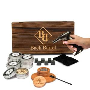 lot 42216 image: Back Barrel Smoked Cocktail Kit - Premium Whiskey Smoker Kit with Smoker, Smoking Torch, Natural Wood Chips, Whiskey Stones, Recipe eBook - Bourbon Smoker Kit, Smoked Old Fashioned Kit (No Butane)