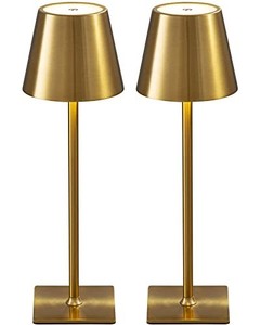 lot 42222 image: KDG 2 Pack Cordless Table Lamp,Portable LED Desk Lamp, 5000mAh Battery Operated, 3 Color Stepless Dimming Up, for RestaurantBedroomBarsOutdoor PartyCampingCoffee Shop Night Light(Gold)