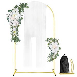 lot 42223 image: GILPWA Wedding Arch Backdrop Stand, 7.2FT Metal Wedding Balloon Arch Stand Stable Arched Frame for Baby Shower Birthday Wedding Party Garden Floral Balloon Background Decoration, Gold