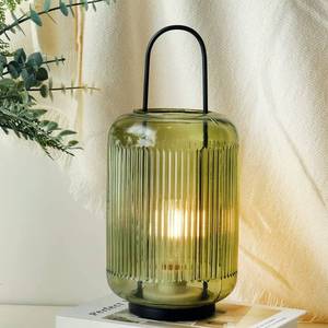 lot 42229 image: JHY DESIGN Battery Powered Table Lamp 11.5H Cordless Lamp Battery lamp with Handle Hanging LED Lantern Involve 6H Timer Remote Control for Indoor Parties Outdoor Wedding Balcony Garden(Amber-Green)
