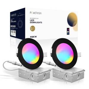 lot 42238 image: 2 Pack Black Smart Recessed Lighting 6 Inch, Ultra-Thin 6 Inch LED Recessed Lights12W 1200LM Smart Downlight with Junction Box, Compatible with AlexaGoogle Assistant and Siri - UL and Energy Star