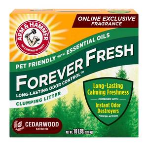 lot 42248 image: Arm & Hammer Forever Fresh Clumping Cat Litter Cedarwood, MultiCat 18lb, Pet Friendly with Essential Oils, (Pack of 1)