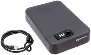 lot 42252 image: Amazon Basics Portable Security Case Lock Box Safe, Combination Lock, Large, Black