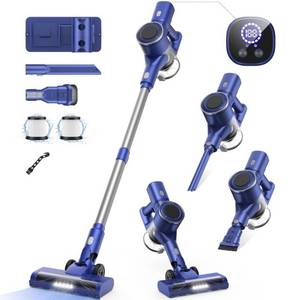 lot 42259 image: Cordless Vacuum Cleaner, Stick Vacuum Cleaners with 28KPA Powerful Suction, Anti-Tangle Handheld Vacuum Cleaner for Home with LED Display for Carpet Hardwood Floor Pet Hair Car Cleaning (Blue) Works great