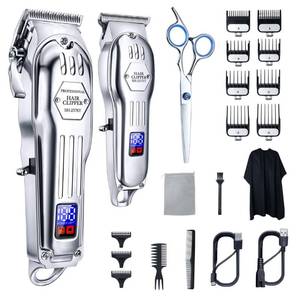 lot 42280 image: Moorehl Professional Hair Clippers for Men, Cordless Barber Clippers for Hair Cutting Kit, Wireless LCD Display & Silver Metal Casing Hair Trimmers Set, Rechargeable Haircut Machine for Family