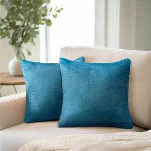 lot 42290 image: PAVILIA Teal Blue Throw Pillow Covers 20x20 Set of 2, Decorative Pillow Cases for Bed Sofa Couch, Boho Aesthetic Accent Decor Cushion Bedroom Living Room, Velvet Square Euro Sham Cover, Turquoise Blue