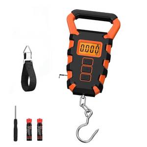 lot 42299 image: ORIA Digital Fishing Scale with Gripper, Luggage Scales with Hook, Portable Hanging Scale, 110lb50kg Weight Max, Built-in 38 Tape Measure, Backlit LCD Display, LbOzKg Mode, Orange