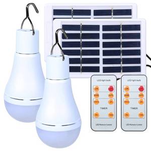 lot 42315 image: CCGKX Solar Light Bulbs Rechargeable with Remote Timer, 4 Modes Solar Powered Lantern for Indoor&Outdoor Chicken Coop Hurricane Emergency Lighting Hiking Camping (White, 300lm-2pack)