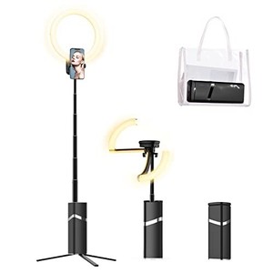 lot 42321 image: yAyusi Portable Ring Light with Stand, 4000mAh Battery Operated Cordless 10 Ring Light, Foldable Travel Ring Light, 79 Tripod Stand for Video ConferenceSelfieLive StreamMakeup