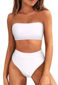 lot 42324 image: Pink Queen Womens Remove Strap Pad High Waist Bikini Set Swimsuit White, X-Large