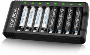 lot 42331 image: POWEROWL Rechargeable AA and AAA Batteries with Fast Charger, High Capacity NiMH - 4 x 2800mAh AA & 4 x 1000mAh AAA