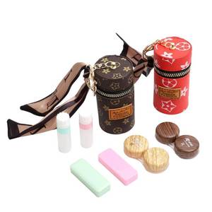 lot 42348 image: BEKMLOD 10Pcs Color Contact Lens Case Bag, Contact Lens Case Set, Container Soaking Storage Set, With Tweezers And Makeup Remover Stick,Black&Red