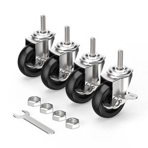 lot 42350 image: HOLKIE Caster Wheels 3 inch Locking Stem Casters, 516 -18 x 1-12 (Stem Diameter 516, Stem Length 1-12) Threaded Stem Casters Swivel Casters Set of 4 Heavy Duty Castors Black