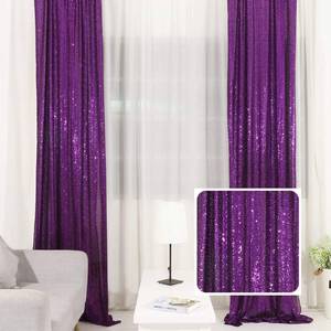 lot 42352 image: TRLYC Purple Sequin Backdrop Curtains - 2 Panels 2x8ft Sparkly Purple Curtains Glitter Backdrop for Party Christmas Wedding Birthday Halloween Background Decoration