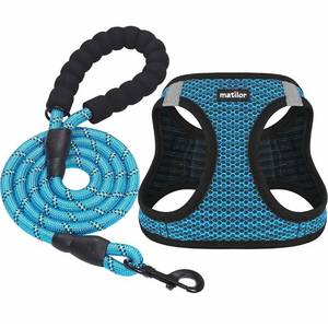 lot 42356 image: matilor Dog Harness Step-in Breathable Puppy Cat Dog Vest Harnesses for Small Medium Dogs Blue